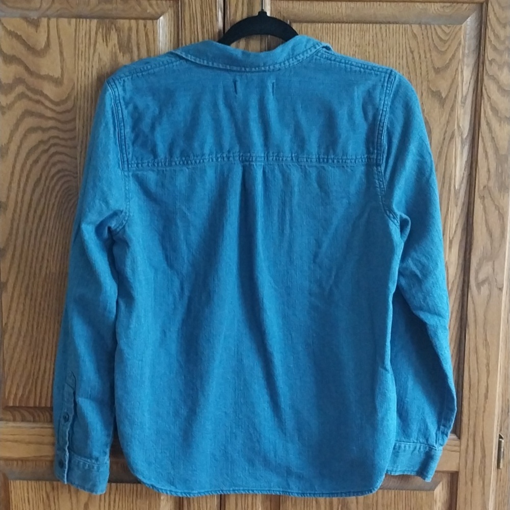 Madewell Women's Indigo Blue Zip Front Popover Denim Top Size Large Western - Picture 5 of 6